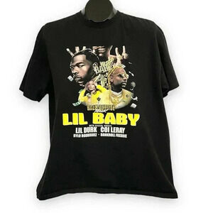 LIL BABY and LIL DURK 2021 The Back Outside Tour T-Shirt LARGE Tee‎ Black